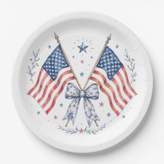Vintage Patriottische Amerikaanse Vlag Boog Papier Papieren Bordje