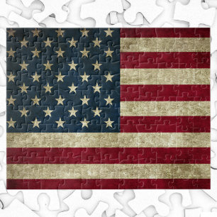 Vintage patriottische Amerikaanse vlag, vier juli Legpuzzel