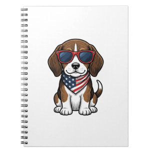 Vintage Patriottische Beagle Puppy Zonnebril Shirt Notitieboek