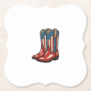 Vintage Patriottische Cowgirl Laarzen Western Shir Kartonnen Onderzetters