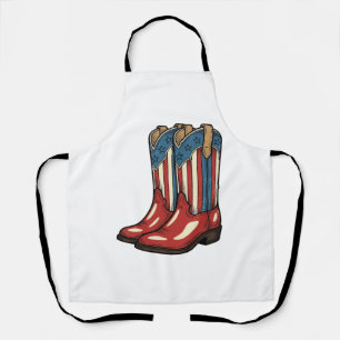 Vintage Patriottische Cowgirl Laarzen Western Shir Schort