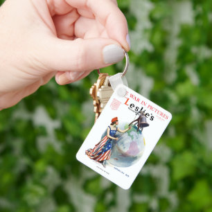 Vintage patriottische dame Liberty-tijdschriftcove Sleutelhanger