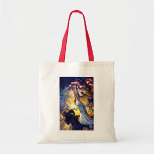 Vintage Patriottische Dame Vrijheid Amerikaanse Vl Tote Bag