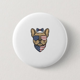 Vintage Patriottische Franse Bulldog Vector Kunst_ Ronde Button 5,7 Cm