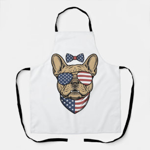 Vintage Patriottische Franse Bulldog Vector Kunst_ Schort