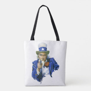 Vintage Patriottische Oom Sam met Sterrenhoed en G Draagtas