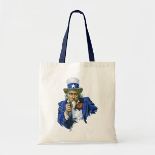 Vintage Patriottische Oom Sam met Sterrenhoed en G Tote Bag