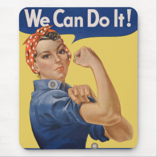 Vintage patriottische Rosie the Riveter, We Can Do Muismat