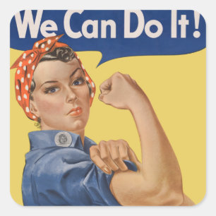 Vintage patriottische Rosie the Riveter, We Can Do Vierkante Sticker