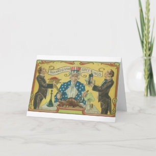 Vintage Patriottische Thanksgiving Wenskaart Feestdagen Kaart