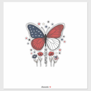Vintage Patriottische Vlinder Amerika Shirt Ontwer Sticker