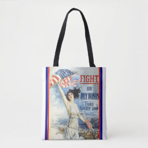 Vintage patriottische vrouw met Amerikaanse vlag p Draagtas