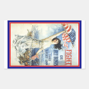 Vintage patriottische vrouw met Amerikaanse vlag p Rechthoekige Sticker