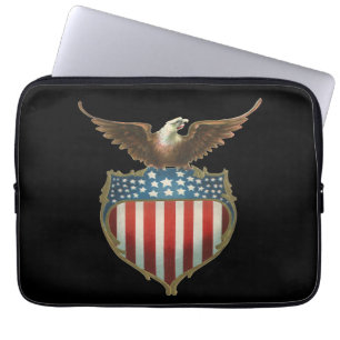 Vintage Patriottisme, Trots Adelaar over Amerikaan Laptop Sleeve