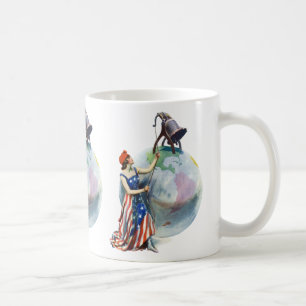 Vintage patriottistische Lady Liberty-tijdschriftc Koffiemok