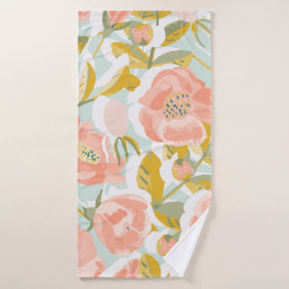 Vintage pattern with blooming rose hips and fruit badhanddoek