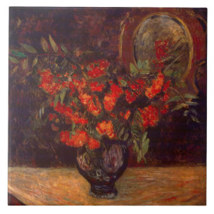Vintage Paul Gauguin Flowers Floral Red Bouquet Tegeltje
