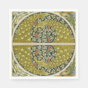 Vintage Pauw Art Nouveau Salie Groene Bloemmotief Servet