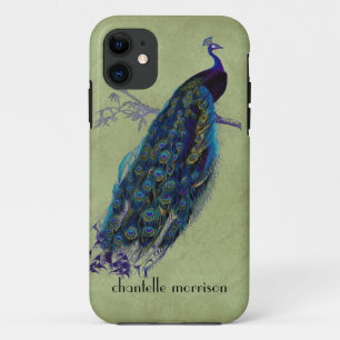 Vintage Pauw Met Volledige Veren op Gescheurde Kan iPhone 11 Hoesje
