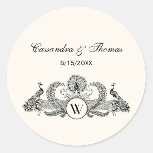 Vintage Pauw Monogram Ivoorkleurig BG Ronde Sticker