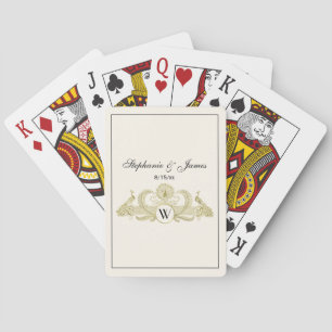 Vintage Pauwen met Monogram - Goud Ivoor FRM Pokerkaarten