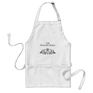 Vintage pauwen met monogram standaard schort