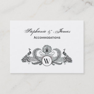 Vintage pauwen met monogram visitekaartje
