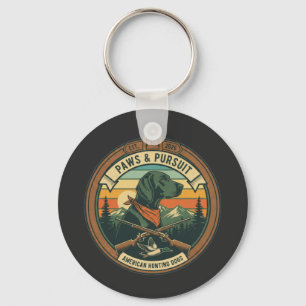 vintage Paws & Pursuit Jachthondlogo - Amerikaans Sleutelhanger