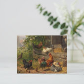 Vintage Pays Poulets ferme carte postale (Debout devant)
