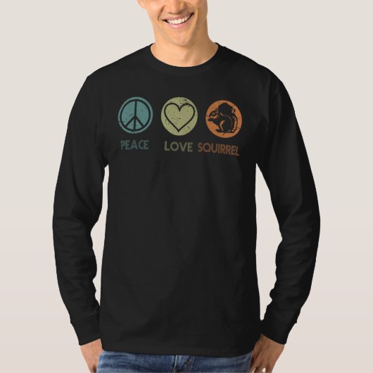 Vintage Peace Love Squirrel Tshirt Funny Squirrel (Devant)