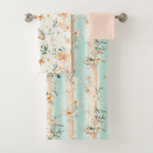 Vintage Peach and Mint Butterfly Watercolor