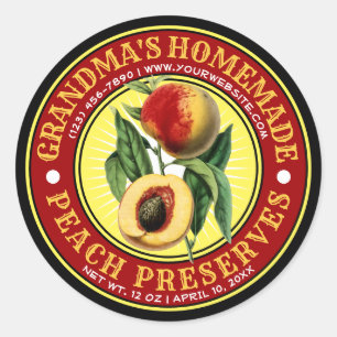 Vintage Peach Preserve Étiquette Modèle