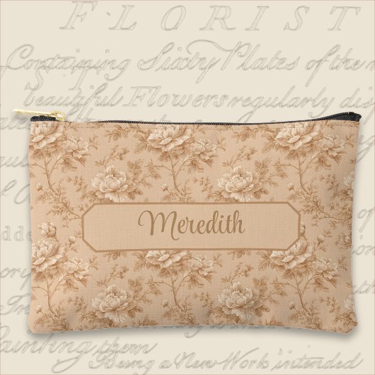 Vintage Peach Rose Toile Etui