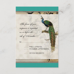 Vintage Peacock 6 Muzieknoten Candelabra Swirl RSVP Kaartje