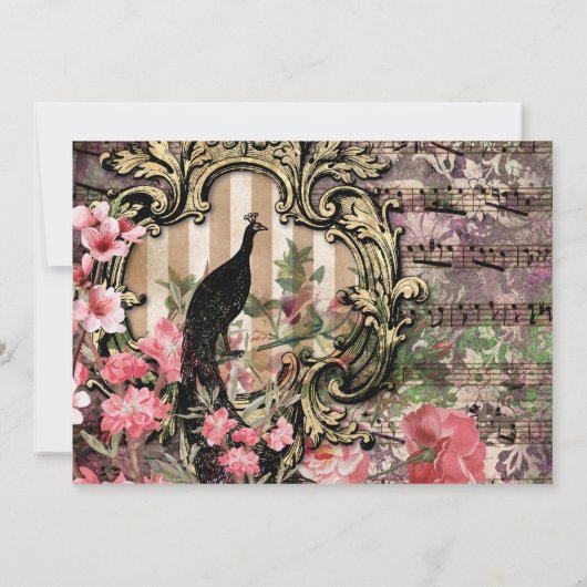 Vintage Peacock Anniversaire Merci (Dos)