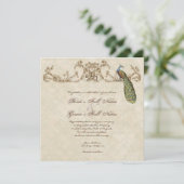 Vintage Peacock & Etchings Wedding Invitation (Debout devant)