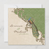Vintage Peacock & Etchings Wedding Invitation (Dos)