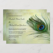Vintage Peacock Feather Wedding Invitations (Devant / Derrière)