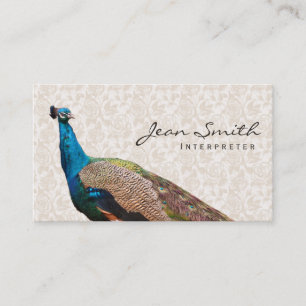 Vintage Peacock Floral Interpreter Visitekaartje