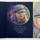 Vintage Peacock Floral Quinceañera Photo Tri-Fold (Intérieur au milieu)