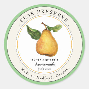 Vintage Pear Preserve Jam jar Canning étiquette