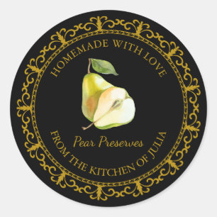Vintage Pear Preserve maison Étiquette l noir