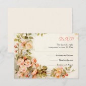 Vintage peinture romantique du mariage rose RSVP (Devant / Derrière)