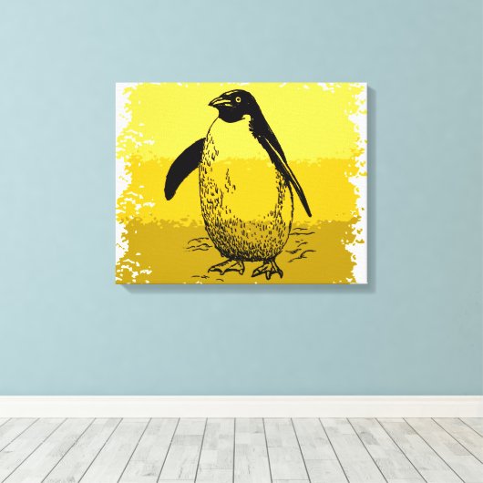 Vintage Penguin Canvas Afdruk (Insitu (Houten vloer))