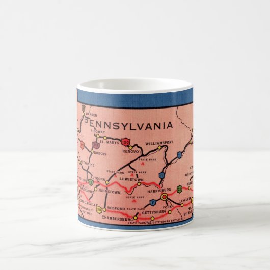 Vintage Pennsylvania Map Mug (Centre)