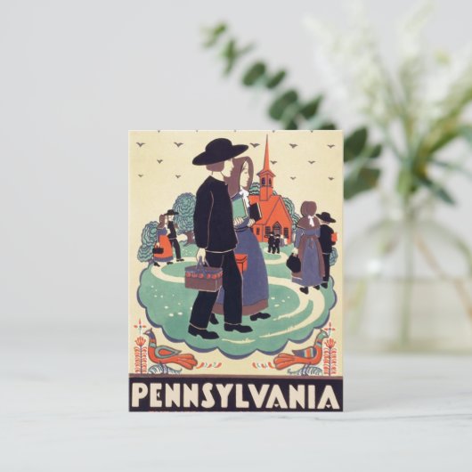 Vintage Pennsylvania Schoolhouse Briefkaart (Staand voorkant)