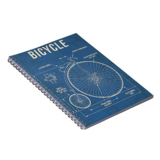 Vintage Penny Farthing Blauwdruk Spiraal Notebook Notitieboek