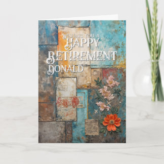 Vintage Pensioenkaart met Bloemencollage Kunst Bedankkaart