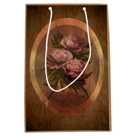 Vintage Peonies Medium Gift Bag Cadeauzakje (Voorkant)