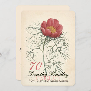 Vintage Peony 70e anniversaire Invitation